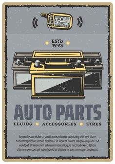 Car auto parts vector retro poster Car Poster, Poster Retro, Poster Poster, Auto Car, Graphic Design Portfolio, Retro Poster