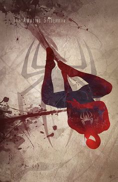 the amazing spider - man movie poster is shown in red, white and blue colors