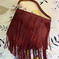 Brand New Red Fringe Shoulder Bag Trendy Red Bucket Bag For Shopping, Red Bag With Adjustable Strap For Errands, Red Bucket Shoulder Bag For Errands, Red Bucket Hobo Bag For Errands, Trendy Red Hobo Bag For Shopping, Trendy Red Hobo Bag With Adjustable Strap, Red Shoulder Bag With Adjustable Strap For Errands, Red Hobo Shoulder Bag For Shopping, Trendy Red Shoulder Bucket Bag