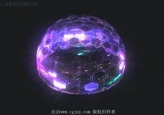 a glass ball with lights on it in the dark