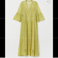 Brand New, Never Been Worn. Elegant Yellow Beach Dress, H&m Midi Beach Dresses, H&m Beach Midi Dresses, Elegant Yellow Midi Dress For Beach, Elegant Yellow Dress For Day Out, Elegant H&m Summer Dress, Elegant H&m Midi Dress For Vacation, Elegant Yellow Midi Dress For Day Out, H&m Green Midi Dress For Spring