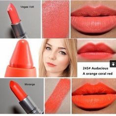 Mac Vegas Volt Lipstick, Orange Lipstick Makeup, Mac Vegas Volt, Revlon Lipstick, Beauty Rules, Coral Lipstick, Orange Lipstick, Lip Color Lipstick, True Spring