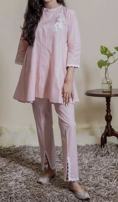 Short Kurti Coord Set, Long Coordset, Short Frock With Pants, Frock Pant Design, Pakistani Short Kurta With Pants, Short Cotton Kurti Designs Summer, Casual Maxi Dresses, Dresses For Ladies, Short Kurta