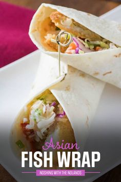 This Asian Fish Wrap is made easy using Janes ultimates Fish Products and their deliciously crispy Panko Breaded Fillet of Sole. The punch of flavor comes from a Sriracha mayo and Asian slaw. Surf N Turf Recipes, Asian Fish, Sandwich Wraps Recipes, Wraps Recipes, Slow Cooker Ham, Fish Wrap