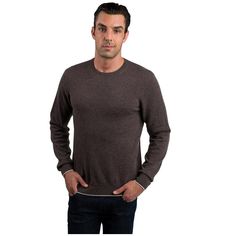 Densely knitted with the world's finest cashmere. This classic 2-ply cashmere v neck sweater is a modern wardrobe staple for men. Super versatile minimalist design, light weight yet extremely cozy. Extra long staple fiber with tight knit ensures long lasting performance. Long sleeves, Ribbed v-neck, ribbed cuffs and hem. Superior softness with easy fit comfort. our famously soft first quality cashmere offers ultra cozy comfort. We travel to the remote mountains of Mongolia to make this sweater w Casual Cashmere Sweater For Business Casual, Classic Cashmere Sweater For Business Casual, Classic Brown Polo Sweater With Crew Neck, Casual Brown Cashmere Sweater, Classic Brown Crew Neck Polo Sweater, Classic Brown Cashmere Top, Casual V-neck Cashmere Sweater, Brown Fine Knit Cashmere Sweater, Winter Cashmere Long Sleeve V-neck Sweater