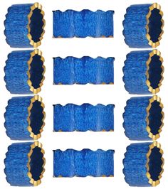 four rows of blue thread with gold trims