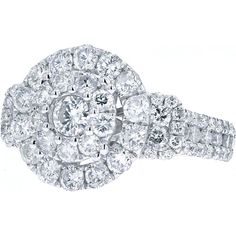 an oval shaped diamond ring with two rows of round diamonds in the center and sides