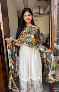 This banarasi chanderi dupatta with zari border is handmade to perfection . This is not only a combination of designer modern look with our traditions but also shows the hardwork done by people of different states of india. This  patola dupatta made by weavers with love and perfection depicts indian heritage.  Description: Length : 2.50 mtr Banarasi jackard chanderi dupatta with zari lace border  No need to wait.. Ready to Ship. These dupattas can be perfect return gifts \ return favours for all the occasions.  wedding gifts , return gifts ,  haldi favours , mehendi favours , baby shower gifts , wedding gifting , bridesmaid gifts , mothers day gifts , gifts for her , gifts for mum , gifts for wife , house warming gifts, karwachauth gifts , Diwali gift , gifts for women, bridal shower gifts Cheap Wedding Dupatta With Printed Border, Unstitched Anarkali Set With Kalamkari Print For Wedding, Multicolor Anarkali Churidar With Traditional Drape, Multicolor Anarkali Kurta With Sheer Dupatta, Wedding Anarkali Set With Kalamkari Print, Anarkali Dupatta With Kalamkari Print For Wedding, Wedding Kalamkari Print Dupatta, Multicolor Kurta With Sheer Dupatta For Diwali, Diwali Multicolor Kurta With Sheer Dupatta