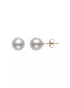 Bloomingdale's - Cultured Freshwater Pearl Stud Earrings in 14K Yellow Gold - 100% Exclusive Classic Formal Pearl Earrings, Classic Akoya Pearl Earrings, Classic Yellow Gold Pearl Earrings As Gift, Classic Yellow Gold Pearl Earrings For Gift, Classic Hypoallergenic 14k Gold Pearl Earrings, Classic 14k Gold Pearl Earrings, Classic 14k Gold Pearl Earrings For Pierced Ears, Classic Formal Hypoallergenic Pearl Earrings, Classic Yellow Gold Pearl Earrings