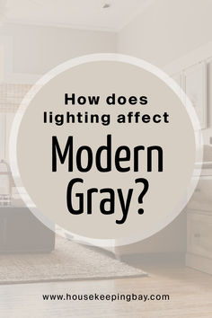 a kitchen with the words how does lighting effect modern gray?