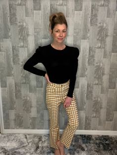 These fun & stylish cropped checkered pants are sure to be the center of your closet's attention! Features a stretchy woven fabric, front and back pockets, belt loop, and an elastic waistband with button-zip fly. Can be easily dressed up with a sweater or blouse or dressed down with a plain or white t-shirt. The styling options are endless! Material: 70% Rayon, 25% Nylon, 5% Spandex Color: Mustard Checkered Pants, Pretty Babe, Last Call, Dressed Down, White T Shirt, White Tshirt, White T, Trend Setter, Woven Fabric