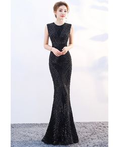 Get 10% off now! Buy stunning fitted mermaid sequined embroidery evening dress sleeveless at cheap price online. Free stable shipping and pro custom service since 2009. Party Gowns Elegant, Black Sequin Gown, Military Ball Gowns, Long Party Gowns, Mermaid Evening Gown, Simple Prom Dress, Sequins Dress, Party Women, Dress Mermaid