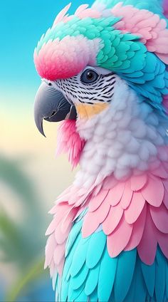 a colorful parrot is standing in front of a blurry background