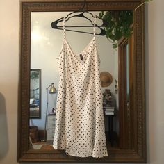 Adorable Black And White Polka Dot Flounce Hem Tank Dress From H&M In A Size Large. 100% Viscose. Comes Nwot. See Photos For Measurements! Poka Dot Dress, Thanksgiving Travel, White Silk Dress, Hm Dress, White Silk, White Polka Dot, Tank Dress, Silk Dress, Sundress