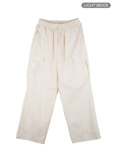 mens-cargo-wide-leg-pants-ig409 / Light beige Urban Beige Cotton Pants, Beige Cotton Cargo Pants For Streetwear, Urban Beige Cotton Cargo Pants, Beige Bottoms With Patch Pockets For Streetwear, White Casual Cargo Pants With Patch Pockets, Beige Streetwear Pants With Patch Pockets, Beige Patch Pockets Pants For Streetwear, Cream Cotton Cargo Pants With Relaxed Fit, Cream Relaxed Fit Cotton Cargo Pants