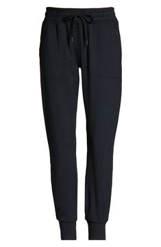 Zip pockets and a drawstring waist underline the casual feel of finely ribbed joggers crafted with plenty of stretch. 26 1/2" inseam; 9" leg opening; 11 3/4" front rise; 15 1/2" back rise (size Medium) 82% polyester, 18% elastane Machine wash, dry flat Made in the USA of imported fabric Athleisure Activewear With Drawstring For Loungewear, Athleisure Activewear With Drawstring For Lounging, Athleisure Activewear For Lounging With Drawstring, Sporty Drawstring Joggers For Lounging, Casual Activewear With Functional Drawstring For Loungewear, Stretch Drawstring Lounging Activewear, Stretch Activewear With Drawstring For Lounging, Athleisure Tapered Leg Joggers With Elastic Waistband, Athleisure Joggers With Comfort Waistband And Tapered Leg