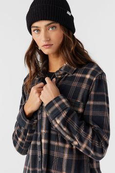 Our best-selling soft and cozy superfleece button-up that features a classic plaid print and snap closure. O'Neill Women's superfleece shirt 27.5" in length Snap up closure Plaid print Front chest pockets Saddle hemline 100% Polyester Winter Flannel Shirt For Everyday Wear, Winter Flannel Shirt With Button Closure For Everyday, Fall Flannels For Women, Flannels For Women, Women’s Flannel Shirt, Trendy Plaid Button-up Flannel Shirt, Cheap Button-up Flannel Shirt, Cozy Plaid Long Sleeve Flannel Shirt, Cheap Relaxed Fit Button-up Flannel Shirt