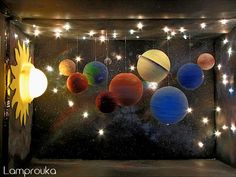 the solar system is lit up with lights