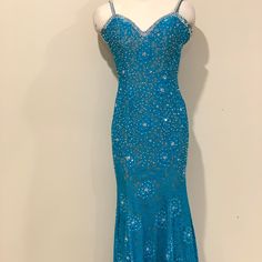 Teal Blue Jovani Evening Gown- Added Straps With Rhinestones, And Had The Dress Hemmed To Fit A 5’1 Stature + Heels. Some Rhinestones Have Fallen Off- See Pictures. Dress Is Absolutely Stunning. Jovani Dresses, Hem Dress, Evening Gown, Teal Blue, Evening Gowns, The Dress, Color Blue, Wedding Dresses, Size 4