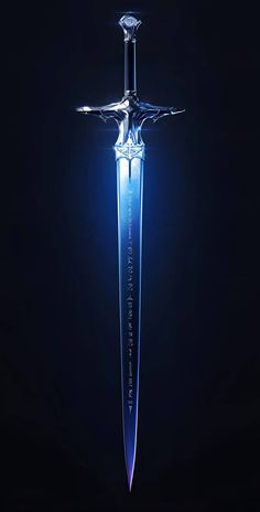 Dnd Magic Longsword, Twin Swords Fantasy Art, Magical Greatsword, Cool Swords Fantasy Art, Magic Swords Fantasy, Fantasy Weaponsmith Art, Swords Concept Art, Fantasy Swords Concept Art