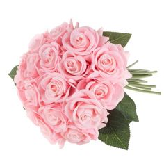 a bouquet of pink roses on a white background