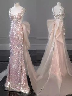 Pink Sequined Mermaid Dress For Party, Pink Sequined Mermaid Evening Dress, Embellished Sleeveless Sequin Fabric For Prom, Glamorous Sleeveless Sequin Mermaid Dress, Elegant Pink Sleeveless Sequin Fabric, Fitted Sleeveless Sequin Fabric For Wedding, Desain Buklet, Gowns Dresses Elegant, 파티 드레스