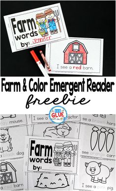 farm and color emerger reader for kids to use with their own writing practice sheets