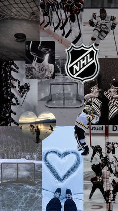 the collage shows hockey players in different positions and colors, from black to white