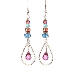 Sweet, delicate Julie. Always feminine, our Julie style earring features cascading vivid gemstones down to a delicate caged teardrop. Length: 1.75″ Wire Wrapped Teardrop Earrings For Party, Nickel-free Dangle Teardrop Earrings, Wire Wrapped Long Drop Linear Earrings, Teardrop Wire Wrapped Chandelier Earrings For Parties, Wire-wrapped Teardrop Chandelier Earrings For Parties, Wire Wrapped Teardrop Chandelier Earrings For Party, Wire Wrapped Teardrop Drop Earrings, Teardrop Pendant Chandelier Earrings As Gift, Gift Chandelier Earrings With Teardrop Pendant