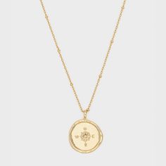 Dainty Everyday Medallion Necklace, Compass Design Round Necklace, Dainty Medallion Charm Necklace With Coin Pendant, Everyday Coin Pendant Medallion Charm Necklaces, Everyday Medallion Charm Necklaces With Coin Pendant, Everyday Medallion Charm Necklace With Coin Pendant, Everyday Medallion Coin Necklace With Delicate Chain, Everyday Medallion Necklace With Adjustable Chain, Dainty Medallion Coin Necklace