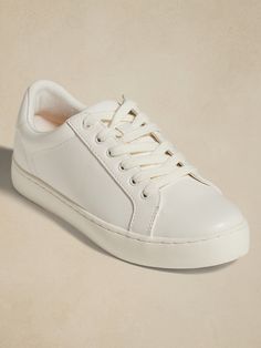 Lace-Up Sneaker | Banana Republic Factory Neutral Lace-up Sneakers For Everyday Wear, Cream Lace-up Casual Sneakers, Classic Lace-up Breathable Sneakers, Banana Republic White Sneakers, Modern Beige Lace-up Sneakers, Banana Republic, Lace Up, Lace, Sneakers