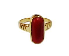 "Coral Moonga 4.00-11.00 Ct. Stone Panchadhatu(Copper) Adjustable Ring For Men & Women. This ring is suitable for Men & Women having ring sizes between 4.25 to 12.00 as per US ring standards. Size of this ring is easily by hand. Fine quality Red Coral is used to give best results for your astrological needs. Stone will be neat and clean without blemishes. Gemstone is left open from the back side. Gemstone certified by a Well reputed laboratory. This fashionable flat Rings band is dainty Red Gemstone Ring With Rectangular Stone, Red Rectangular Gemstone Ring, Red Untreated Rings As A Gift, Untreated Red Rings For Gift, Untreated Red Rings As A Gift, Red Gemstone Jewelry With Rectangular Stone, Red Rectangular Gemstone Jewelry, Red Rectangular Spiritual Jewelry, Spiritual Red Rectangular Jewelry