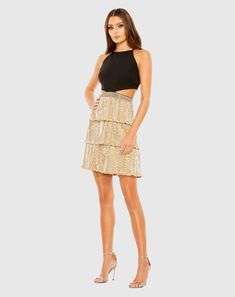 Metallic Pleated Cutout Cocktail Dress Chic Lurex Dress For Night Out, Glamorous Lurex Prom Dress, Glamorous Shimmer Lurex Dress, Chic Lurex Dresses For Party Season, Lurex Shimmer Dress For Date Night, Shimmering Lurex Dress For Date Night, Date Night Shimmer Lurex Dress, Chic Sequined Lurex Dresses, Elegant Lurex Dress For Evening