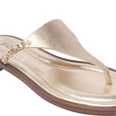 Upper: 100% Calf leather Sole: 100% Rubber Luxury Sandals With Cushioned Footbed, Luxury Synthetic Sandals With Cushioned Footbed, Designer Leather Sandals With Textured Footbed, Classic Gold Sandals With Heel Strap, Luxury Gold Synthetic Sandals, Classic Gold Leather Sandals, Chic Gold Leather T-strap Sandals, Chic Gold Sandals With Leather Sole, Classic Gold Sandals With Single Toe Strap