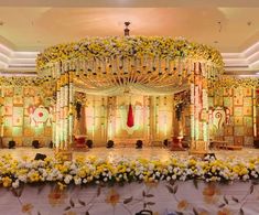 Basked In Divine Glory: South Indian Mandapam Decor! | WeddingBazaar Mandapam Decoration, Decoration Ideas Wedding Indian, Flower Decorations For Marriage, Indian Wedding Decorations Stage, Wedding Mandapam, Wedding Decoration Indian, South Wedding Decorations, Marriage Reception Stage Decorations, Wedding Hall Flower Decorations