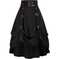 Questions? Leave A Comment Below! Steampunk Black Bottoms For Costume Party, Black Steampunk Bottoms For Costume Party, Black Asymmetrical Skirt With Belt Loops, Fall Rock Style Skirt For Cosplay, Black Skirt With Belt Loops For Fall, Gothic Black Asymmetrical Skirt, Edgy Black Asymmetrical Skirt, Black Steampunk Skirt For Party, Fitted Black Cargo Skirt For Fall