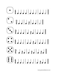 the numbers and symbols for musical instruments