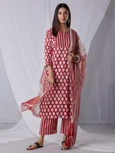 Handblock printed kurta set with dupatta cotton, summer collection, officewear, casual wear, fashion, bright colour, comfortable, embroidery. Red Cotton Palazzo Set With Chikankari Embroidery, White Chanderi Palazzo Set With Block Print, Red Chanderi Kurta With Printed Motifs, White Cotton Silk Kurta With Block Print, Block Print Mulmul Lawn Suit For Eid, Multicolor Palazzo Set With Printed Border, Eid Lawn Suit With Block Print In Mulmul, Eid Straight Kurta With Block Print, Diwali Palazzo Set In Mulmul With Printed Motifs