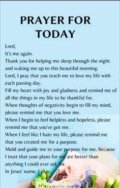 a prayer for today written in blue and green