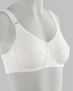 This Soft Cup Dot Bra by Valmont® features soft, full-coverage wireless cups with dot jacquard texture, elastic bottom band, stretchy sides and back for all-day, everyday comfort and adjustable stretch shoulder straps. Adjustable back hook-and-eye closure. Fabric: 93% polyester/7% Spandex. Hand wash. Line dry. Imported. • Soft Cup Dot Bra by Valmont®. • Back closure. • Soft, full-coverage cups with dot jacquard texture. • Wireless cups. • Elastic bottom band. • Stretchy sides and back for all-da Soft Cup, Shoulder Straps, Women's Intimates, Hand Wash, Dots, Spandex, Elastic, Texture, Bra