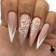 3d Nail Art Designs, Floral Nail Designs, Nails Design With Rhinestones, Stiletto Nails Designs, When You, More Than, Pretty Nail Art Designs, Ugly Duckling, White Nail