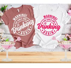 Warning the Girls Drinking Again Shirt, Girls Trip Shirt, Drinking Buddies, Drinking Shirt, Funny Drinking Tee, Alcohol Shirt, Moms Day Out  PLEASE READ This item is made to order... PROCESSING TIME Processing time is 2-5 business days. SHIPPING TIME Shipping average is 3-7 business days, depending on destination. ALL SALES ARE FINAL We are a POD shop, which means that items are made special for you when placing the order, therefore we cannot accept returns or exchanges. Although if you receive Drinking Shirt Ideas, Day Drinking Shirts, Drinking Shirts Women, Alcohol Shirts, Moms Day, Girls Trip Shirts, Drinking Buddies, Drinking Humor, Drinking Shirts