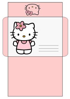 an envelope with hello kitty on it and a pink bow around the neck, is shown