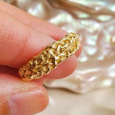 Woven in Love Band (14k) We are ONE, woven in the light of love 💗✨️ Woven in the Light ✨️ Each braid I weave is a prayer for humanity in love 🙏 _________ Width: Approx. 5mm - 6mm + (organic band) Thickness: Approx. 1.5 mm - 3mm Available in 14K Yellow, White or Rose Gold Handmade Organic * approx. 6.4 grams Solid gold Gold Jewelry With Interwoven Design As Gift, Gold Jewelry With Interwoven Design For Gift, Gold Interwoven Jewelry Gift, Elegant Gold Rings With Interwoven Design, Edgy Bohemian, Sacred Jewelry, Love Band, Divine Light, We Are One