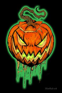 an image of a scary pumpkin with drips on it