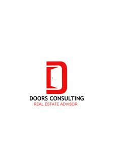 the logo for doors consulting real estate advisor is shown in red and black