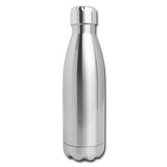 a stainless steel water bottle on a white background