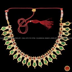 Design by Classical Dance Jewelry® -- Colorful And Designer Beautiful Necklace Set For Women.You Can Wear this Necklace Set In Parties, Engagement, Weddings, Birthdays And Many Occasion As You Like. -- Handmade Indian Item. Every Necklace Studded Beautifully in Enamel And Gold Finish. -- Especially For Bharatnatyam And Kuchipudi Dance Performances. ❇️ Imitation Jewelry by nature is little soft compared to real jewelry so little shape variations and dents could happen during shipping even after taking complete care in packing ❇️ Imitation Jewelry items by nature will show slight discolorations around soldering or embossed designs areas and black spots. ❇️ Imitation Jewelry piece is arranged with special thread to have maximum flexibility. ❇️ These are very delicate in nature and it is expec Traditional 22k Gold Temple Necklace In Green, Traditional 22k Gold Green Temple Necklace, Traditional Green 22k Gold Temple Necklace, Festive Green Temple Necklace With Latkans, 22k Gold Green Temple Necklace For Celebration, Green 22k Gold Temple Necklace For Celebration, Green 22k Gold Temple Necklace For Wedding, 22k Gold Green Temple Necklace For Festive Occasions, Green 22k Gold Temple Necklace For Festive Occasion