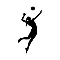 the silhouette of a person jumping up to hit a ball with their hands and legs