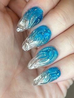 Elemental Nails, Cyan Nails, Water Drop Nails, Blue Jelly Nails, Bougie Nails, Brand Tips, Bubble Nails, Blue Gel Nails